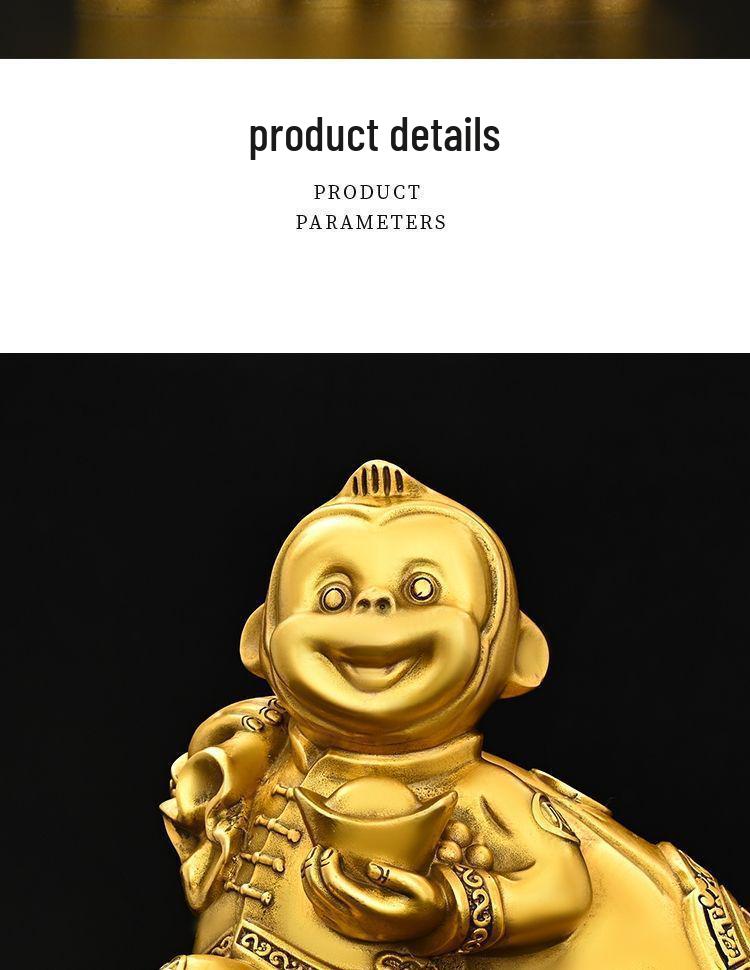 Town House Golden Monkey Zodiac Figurine: Treasure-Offering Monkey Desktop Ornament