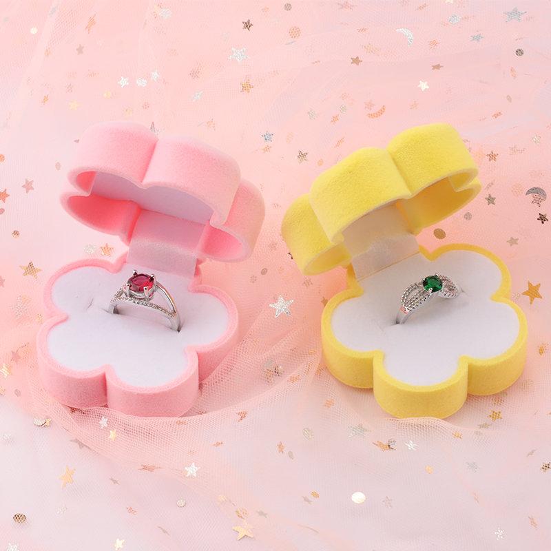 1 Piece lovely Flower Jewelry Box Velvet wedding Ring box Necklace Display Box Gift box Container Case for Jewelry Packaging