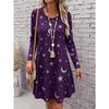 Rochie scurtă casual de modă pentru femei, cu imprimeu 3D și mânecă lungă