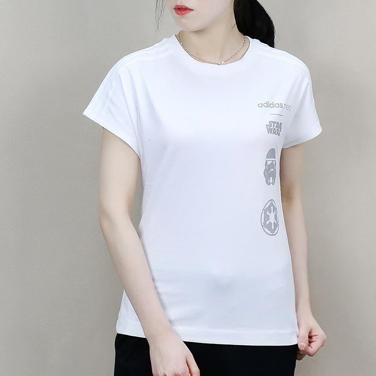 Adidas Neo Casual Sports Versatile Round Neck Pullover Short Sleeve Raglan T-Shirt Women T-Shirts White CV9609