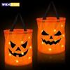 LED Light Halloween Trick Or Treat Bucket Pumpkin Candy Bags Collapsible Halloween Basket For Thanksgiving Party Gift Basket