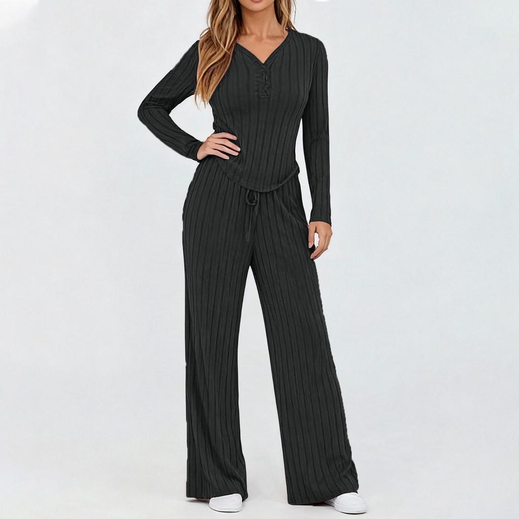 Women's 2 Piece Solid Color Casual Sportswear Long Pants Set