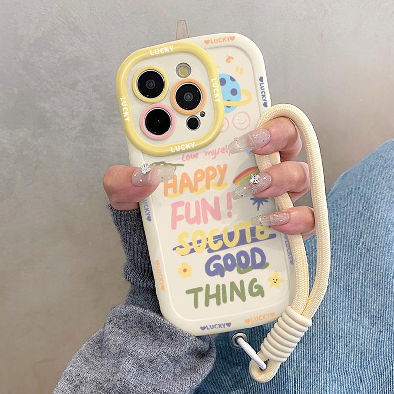 

Летние Ins Простые буквы, подходящие для Apple 16promax Чехол для мобильного телефона Iphone15pro со шнурком 14 iPhone 16