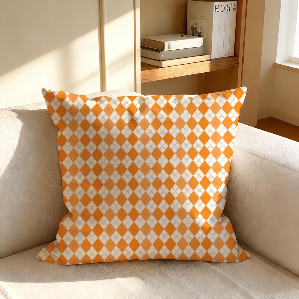 Cushion Cover Nordic Style Natural Linen Pillow Cover Durable Washable Pillowcase For Home Bedroom Sofa P-Rhombus Lattice