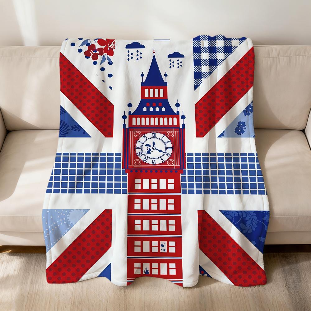 Herz Cartoon Kunstmuster London Big Ben weiche warme Plüschdecke Schlafsaal Sofa Wohnzimmer Haustier Zuhause Schlafzimmer Geschenk Nickerchen Zuhause Flanell