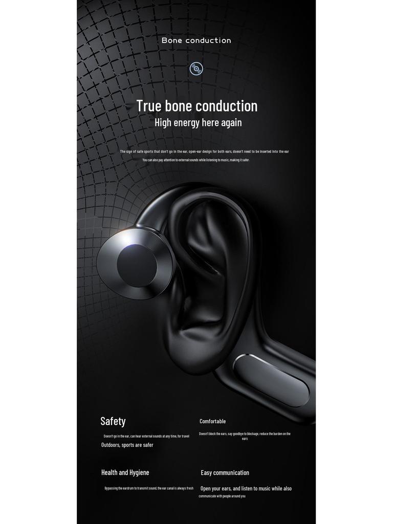 New Wireless Bone Conduction Bluetooth Headphones: In-Ear, Over-Ear Sports Style with Long Standby