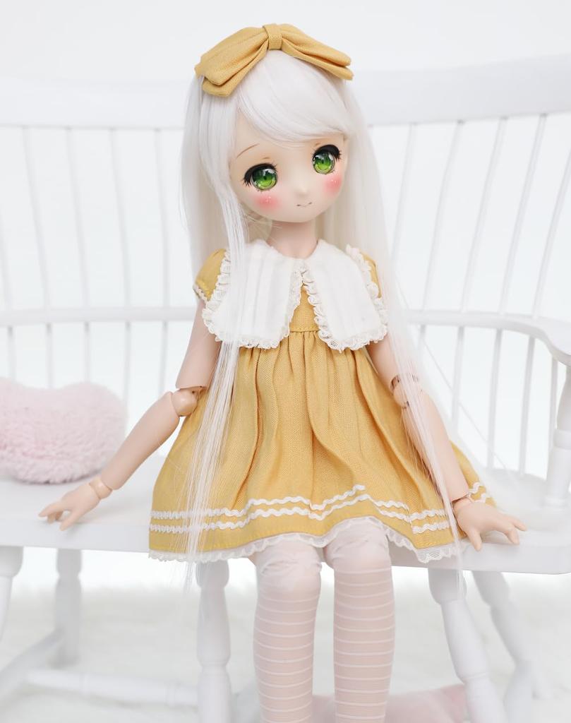 Linfairy Size Doll Wig for BJD Long Hair 1/3 Figures, (White)