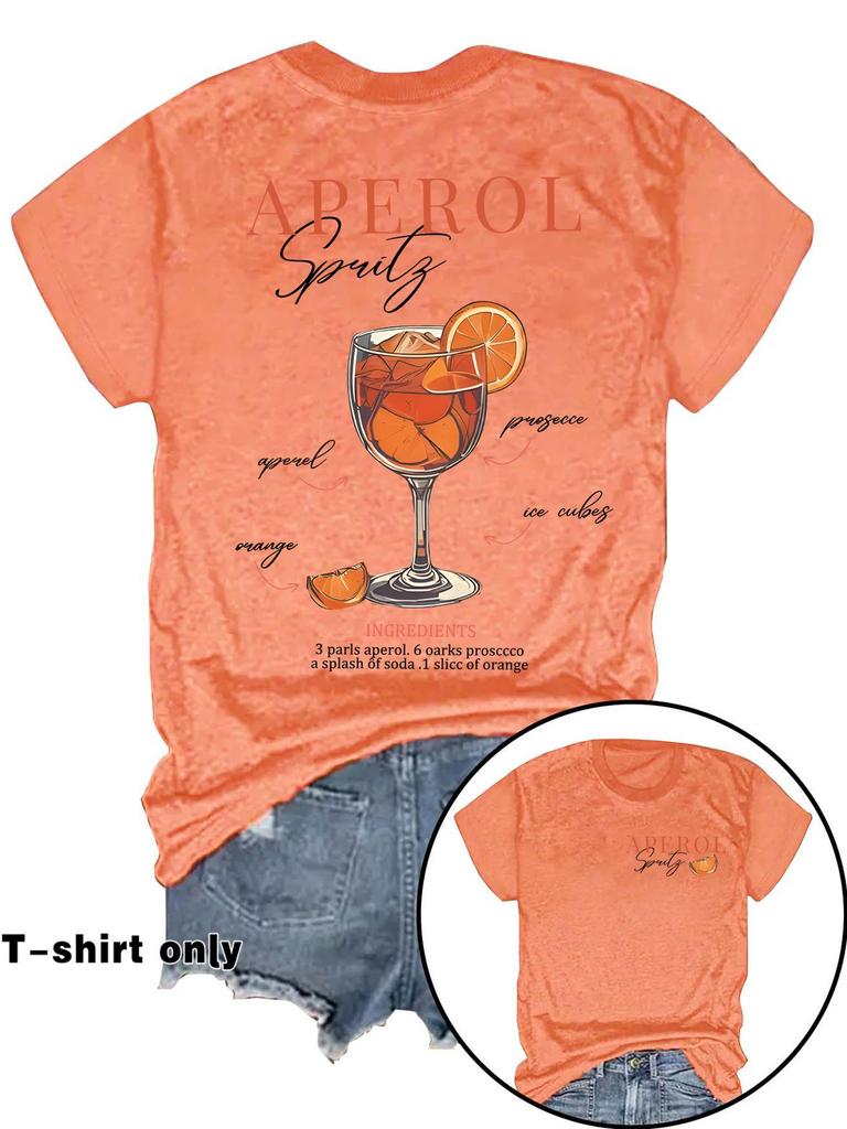 Women's Summer APEROL Print Short Sleeve T-Shirt - European & American Fashion, Hot Selling