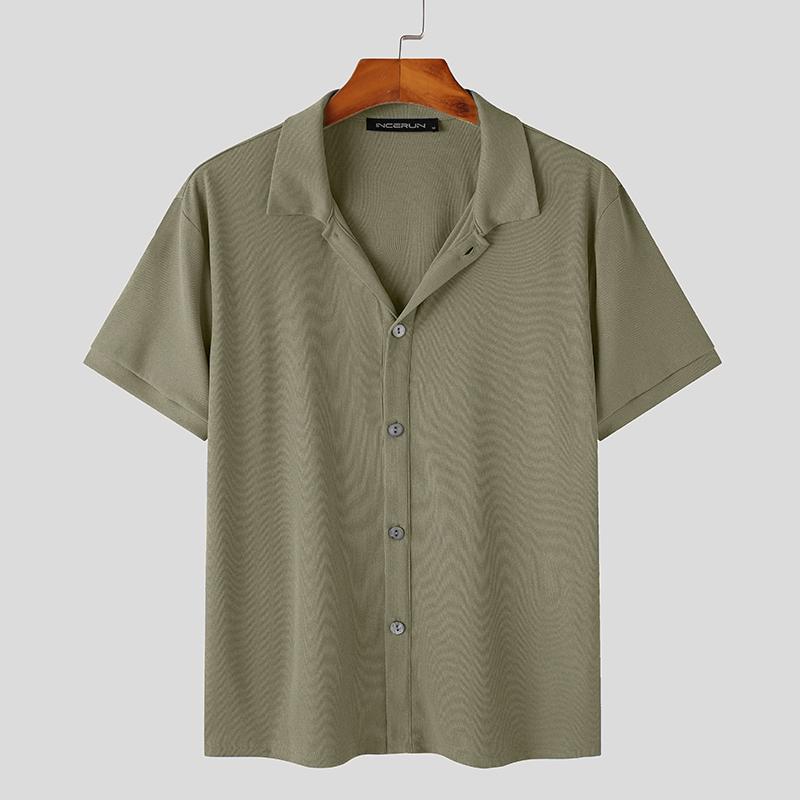 

Чоловічі повсякденні топи INCERUN Однотонні трикотажні сорочки з короткими рукавами S