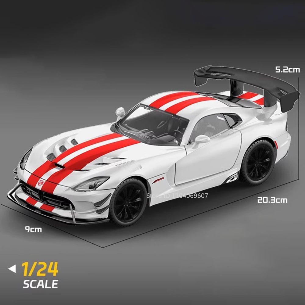 1:24 Viper Cobra Model Toy Sports Cars Alloy Diecast Sound Light Doors Opened Pull Back Exquisite Interior Collection Supercars