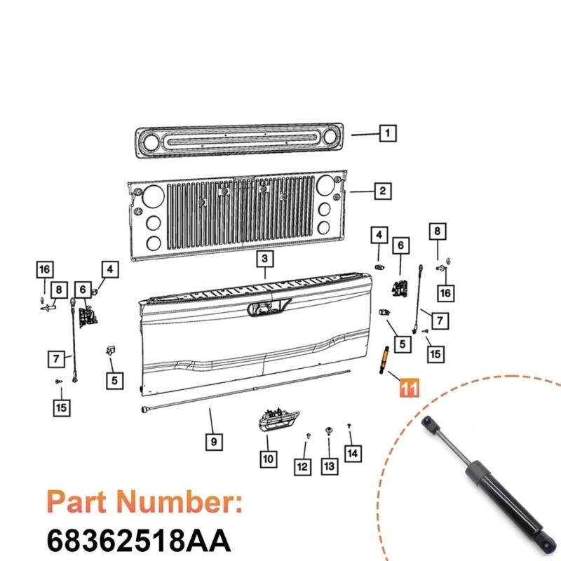 Pickup Rear Gate Support Rod for 2500 3500 2019-2024 with Cylindrical Body and Metal Construction, Replacement Part for Supported Rear Gate Movement