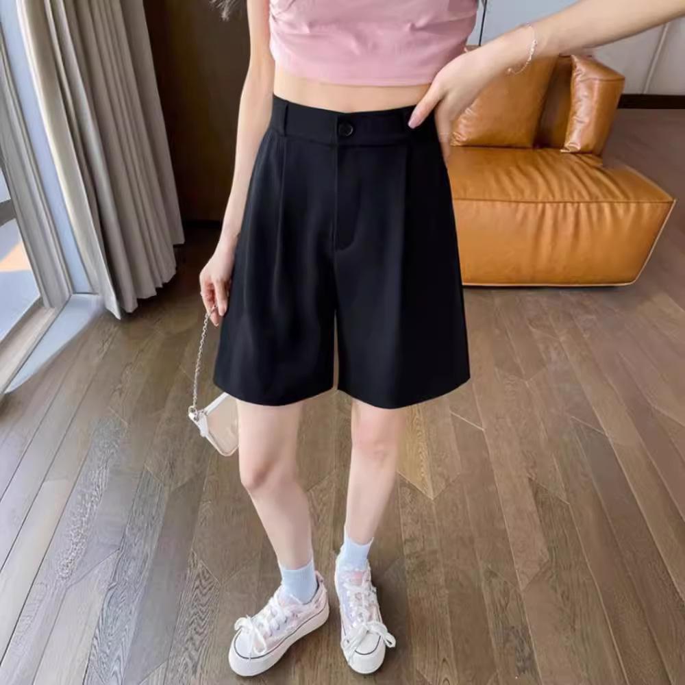 

Лето 2024 Женские шорты-костюм А-силуэта средней длины - Маленькие и Большие размеры 2XL чёрный