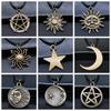 30 Styles Unisex Amulet Wicca Jewelry Gift Sun Moon Star Pentagram Pendant Necklace Black Leather Cord
