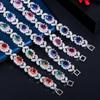 WWJ Rainbow Mystical Cubic Zirconia Leaf Design Tennis Bracelet for Women