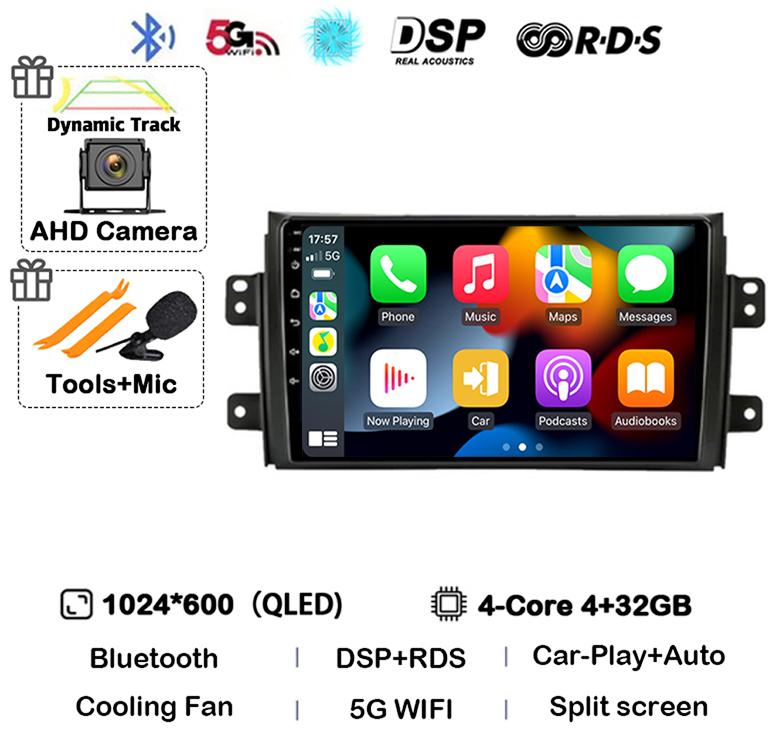 Android 14 Carplay Car Radio Navigation For Suzuki SX4 2006-2014 Fiat Sedici 2005-2014 Multimedia Video Player Audio 2din Stereo