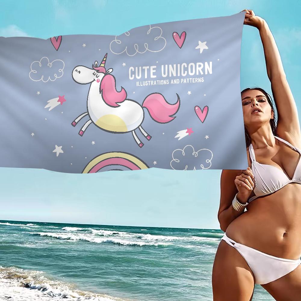 Cartoon Unicorn Animal Microfiber Beach Towel Absorbent Quick dry Soft Yoga Swimming Resort Mountain Climbing Towel