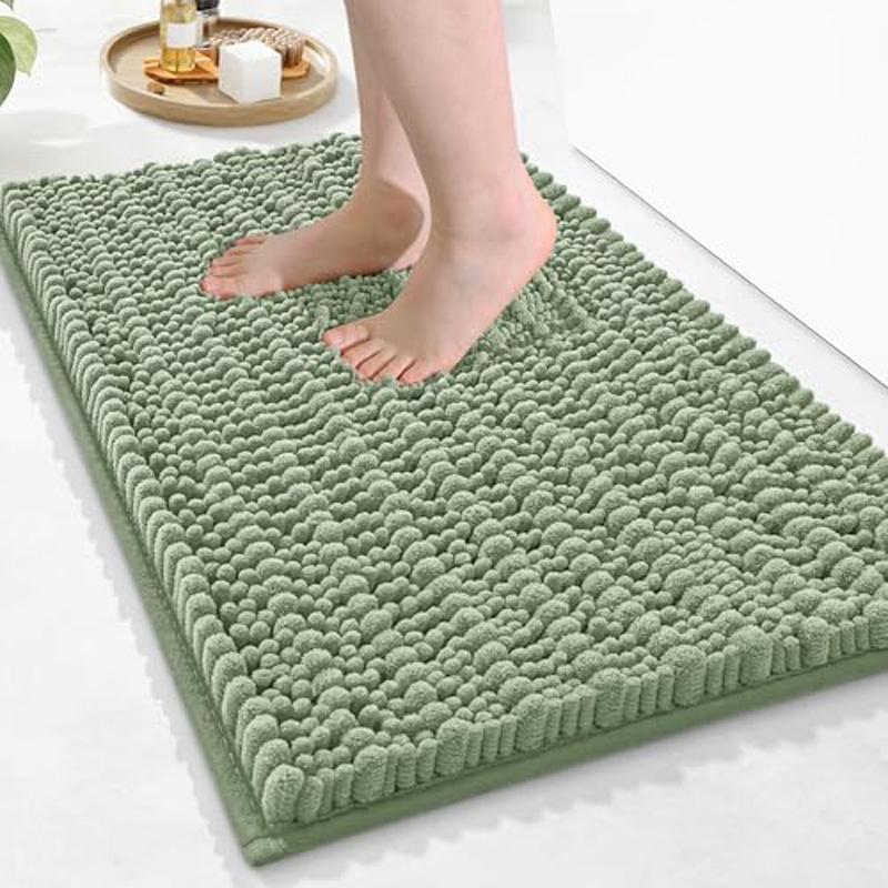

Olanly Chenille Bathroom Rug Extra Soft Shaggy Bath Mat Non-Slip Bathroom Floor Mat Water Absorbent Plush Microfiber Rugs Shower 40x60cm