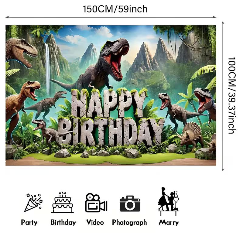 2D Dinosaurier Geburtstag Hintergrund Banner - Kinder Dschungel Party Foto Hintergrund