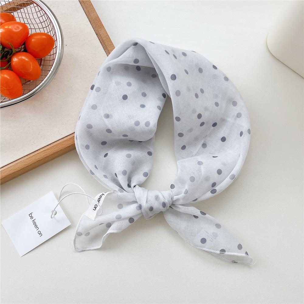 Koreanisches Trendiges Frühlings-Gepunktetes Seiden-Kopftuch - Quadratisches Mode-Tuch für Damen für Haare, Hals und Dekoration