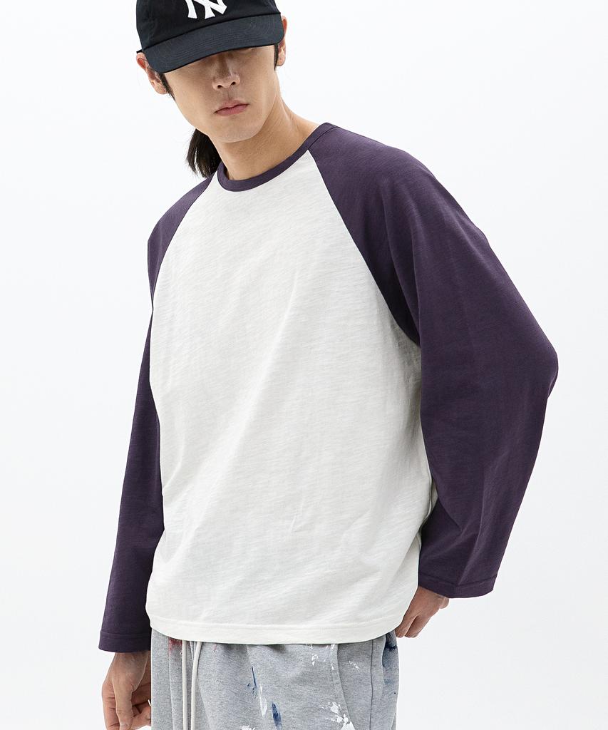 BRENSON Slub Overlayer Raglan T-Shirt (Purple)