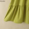 ZANZEA Women Casual Round Neck Solid Color Short Sleeve Dress