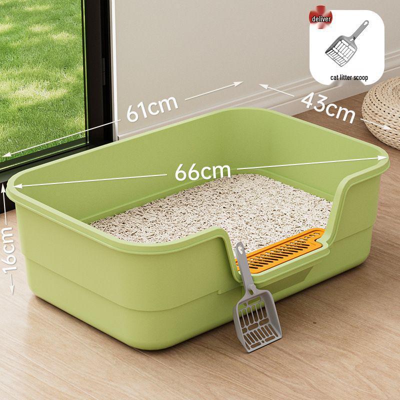 Extra Large Splash-Proof High-Sided Cat Litter Box, Semi-Enclosed & Easy to Clean