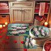 4Pcs Lotus Blooming Beauty Shower Curtain Set with Non-Slip Bath Mat, Toilet Lid Cover, Contour Rug & 12 Hooks, Bathroom Decor