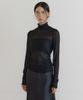 LUCIR ZU Lace String Turtleneck Top (Black)