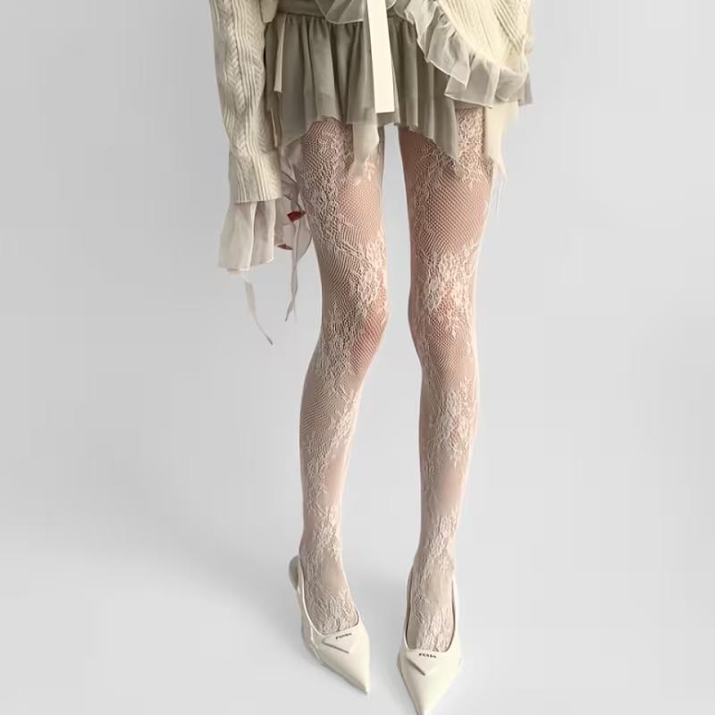 A Pair of Autumn Lace Tights, Fishnet Stockings, and Women's Leggings, Suitable for Parties and Date Scenes
