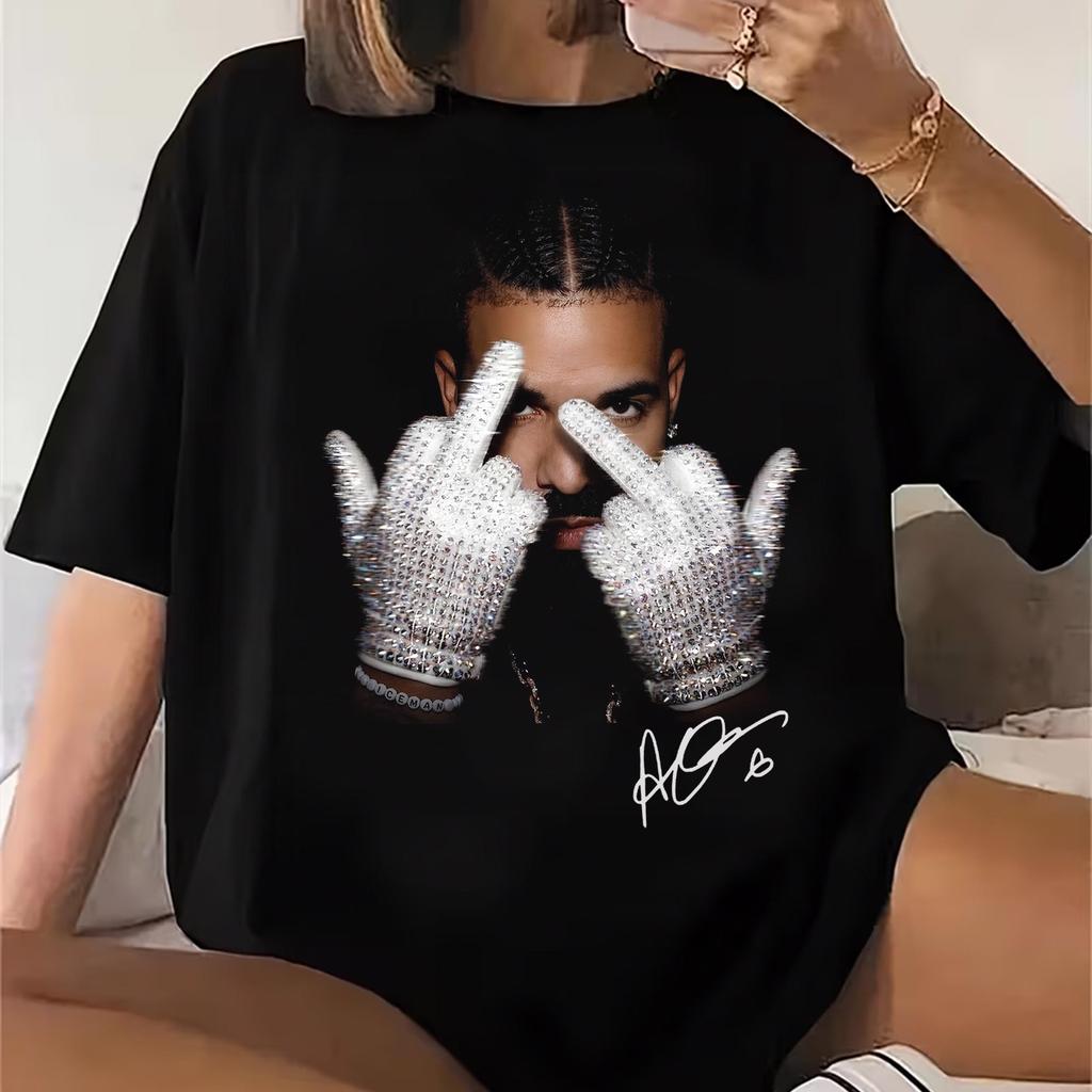 Drake Middle Finger Shirt Rapper Hip Hop Vintage Drake Inspired Cotton T-shirt 2026 Summer Men's Women's Streetwear Y2k Style