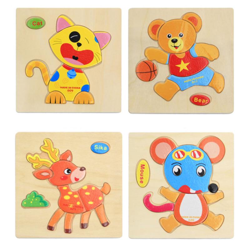 Wooden Puzzle Toy Children Building Blocks Cartoon Animal Boys Girls Early Childhood Toys