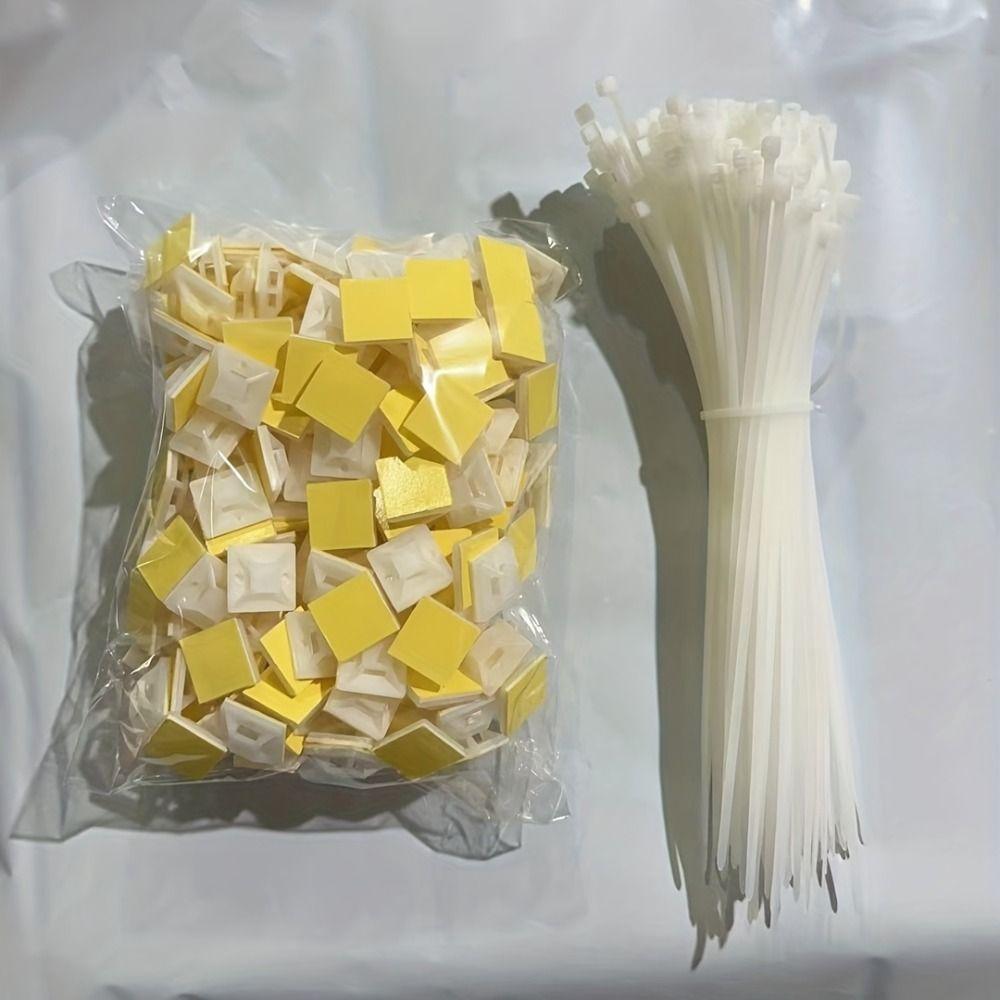 100 Pack Super-Adhesive Cable Tie Mounts Set Sticky Backs Wire Management Mounts  Home Office