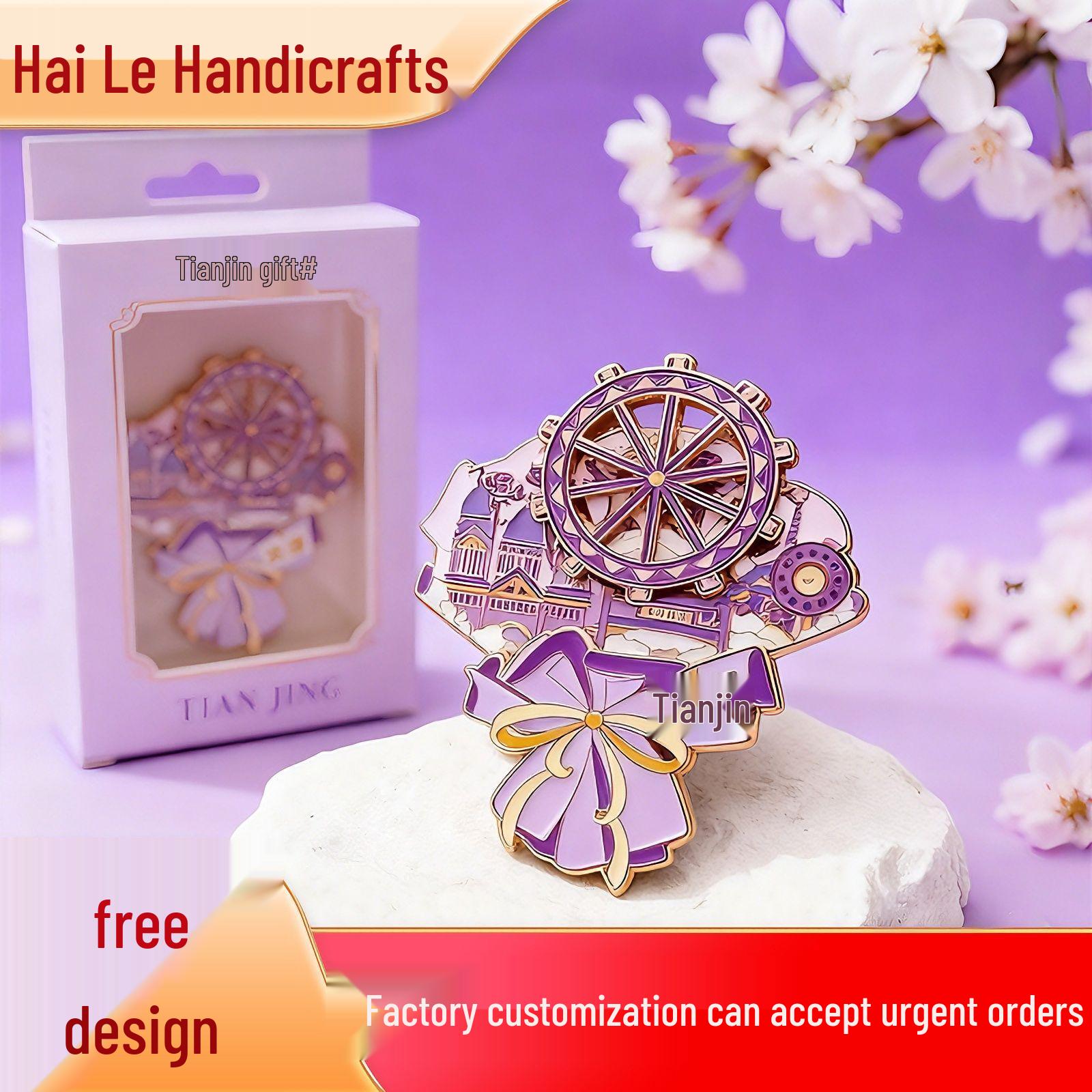 Вращающийся металлический магнит на холодильник из Тяньцзиня - Индивидуальный туристический сувенир города 0009