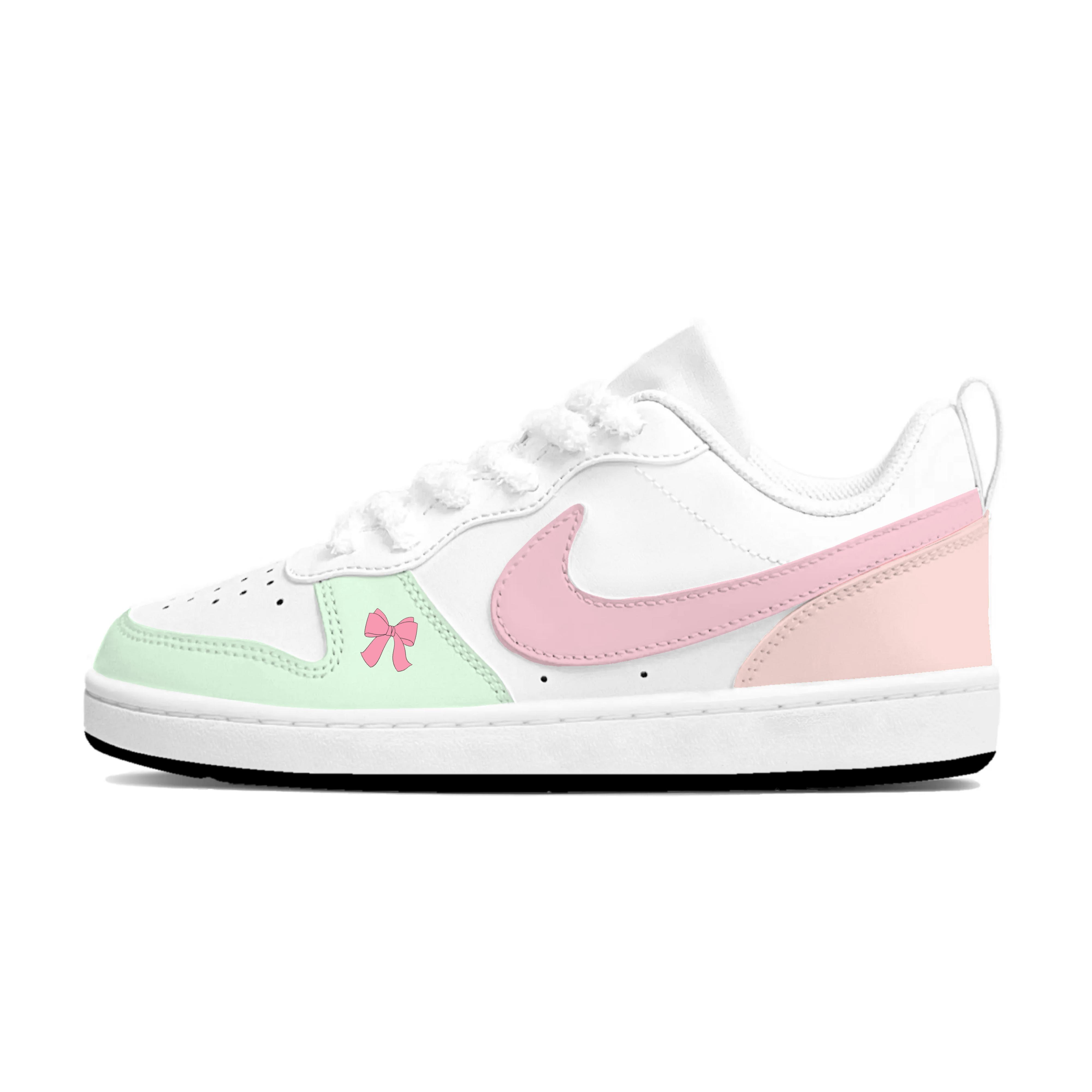 

Nike Court Borough Green And Tender First Love Synthetic Leather Low top Skateboard Shoes Women s Cyan Pink White DV5456-104(Team1444-) 38