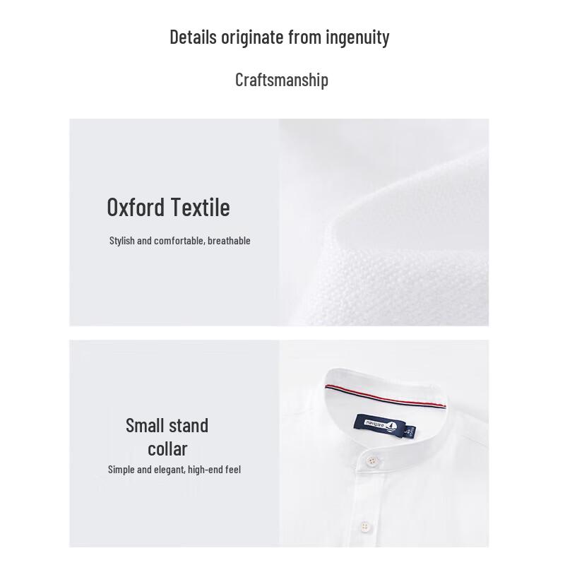 Navigare Men's 100% Cotton Antibacterial Stand Collar Shirt