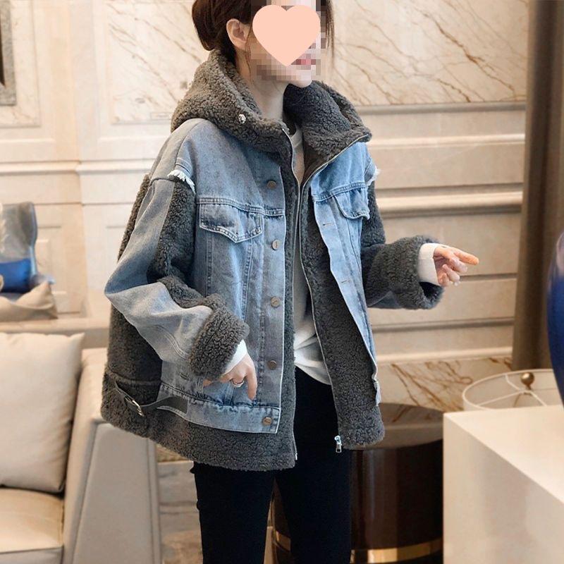 Women s Hooded Lambswool Cotton Jacket for Autumn/Winter L 55-60kg