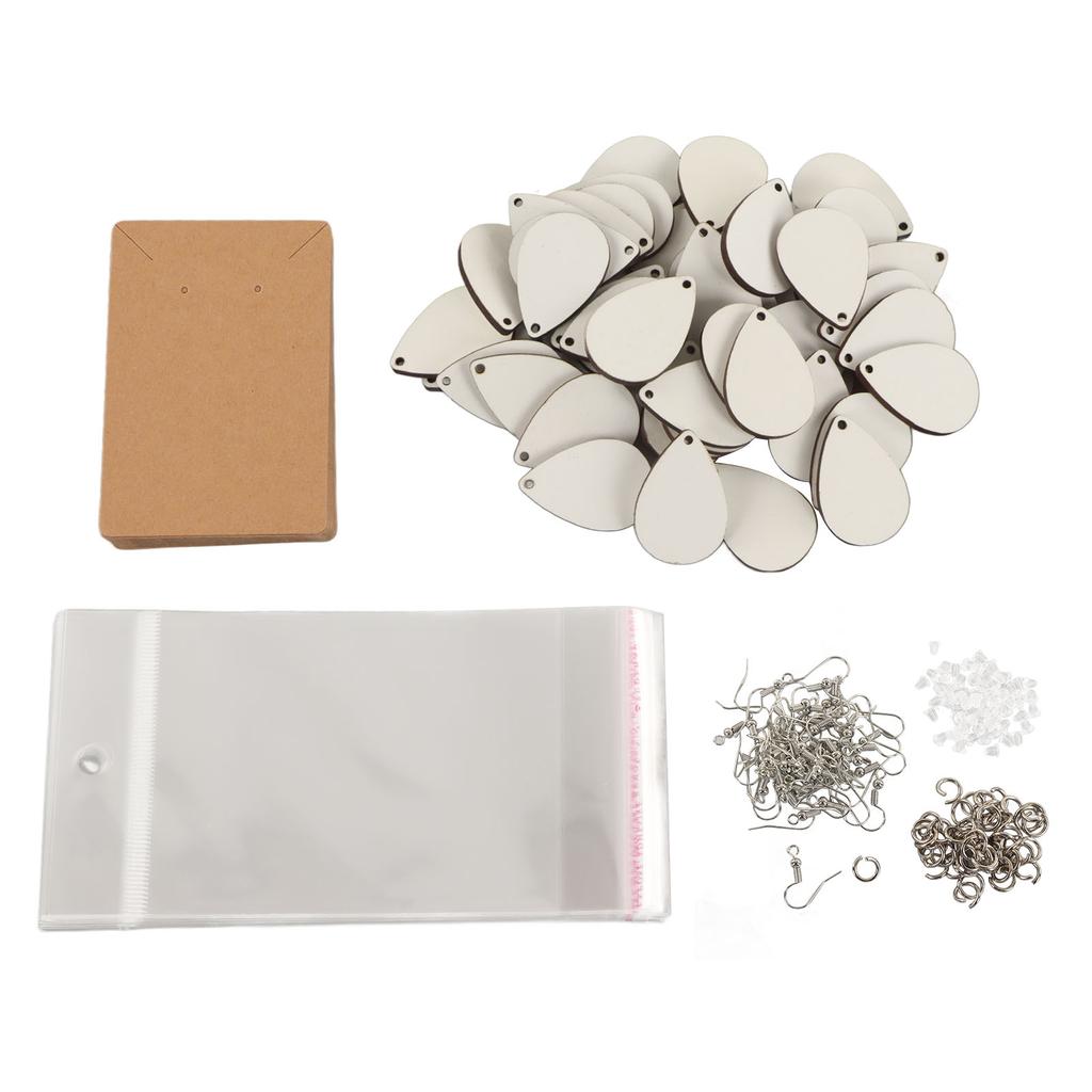 Sublimation Earring Blanks Set 250 Pcs Water Droplets Earring Pendant Ear Hook Cardboard Thermal Transfer Earrings Set