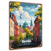 Berlín Německo Městská krajina Kovové nástěnné umění Vintage cestovní plakát Dekorativní železný obraz pro domácí kancelář