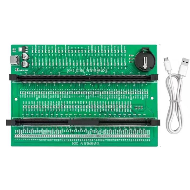 Memory Testing Card for Desktop Computer DDR3 DDR4 Memory Slot Diagnostic Tool Tester Card USB Power Supply Adapter
