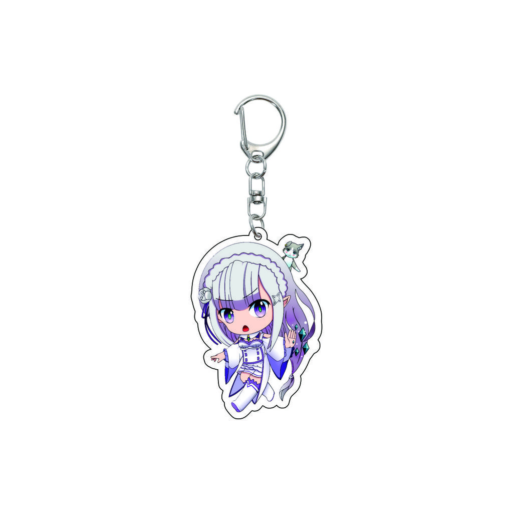 55MM Anime Re:ZERO - Iniziare la Vita in un Altro Mondo Portachiavi Natsuki Subaru Emilia Portachiavi Piastra Modello Acrilica Regali di Natale