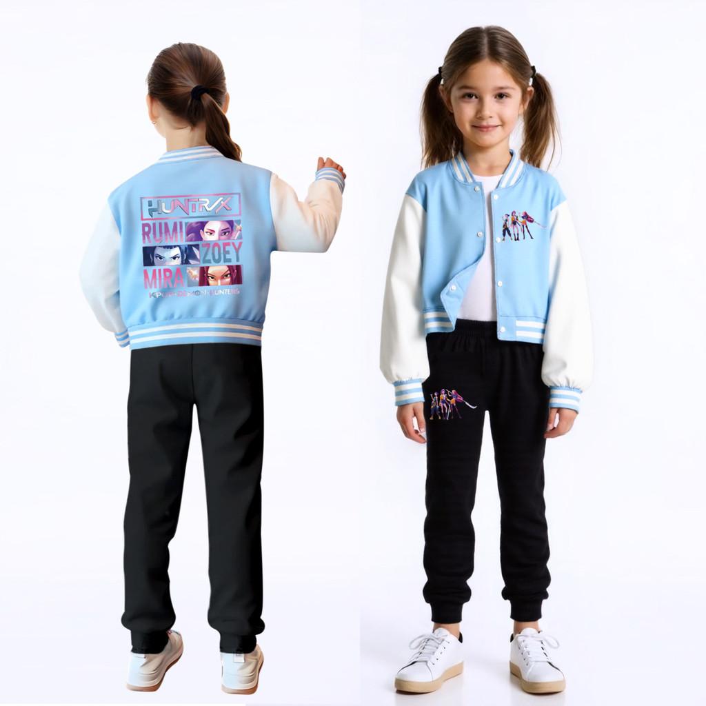 Bambine Ragazze Anime Cartone Animato Cantante POP Super Star Rumi Zoey Mira Stampato Casual Maniche Lunghe Giacca da Baseball Cappotto