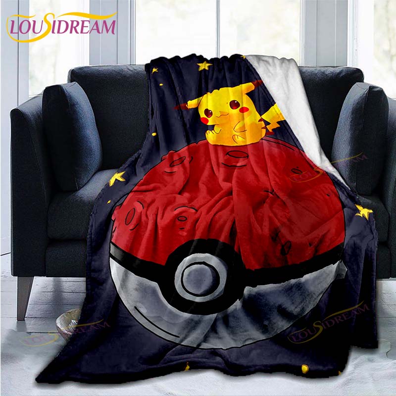 Manta decorativa con estampado de Pokémon, funda de edredón para sofá, ropa de cama de viaje, manta decorativa, manta de franela, colcha, mantas del Grinch