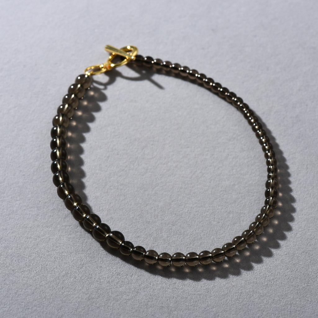 Autumn And Winter New Brown Glass Beaded Ot Buckle Collarbone Chain Fashion Commuting Must Enter Niche Fashion Simple Necklace Women