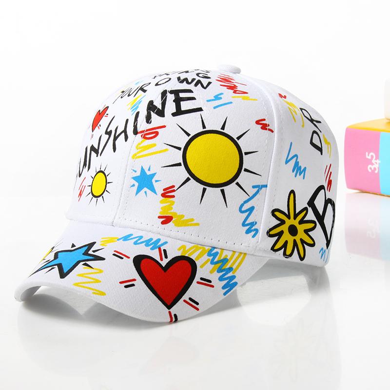 Fashion cotton Graffiti boy girl Baseball caps Children Printed snapback hat Kids Popular hip hop hat Cap hot sell