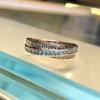 Huitan Fancy Cross Design Wedding Rings for Women Luxury Inlaid Shiny CZ Two Tone Creative Lady Finger Rings New Fashion Jewelry