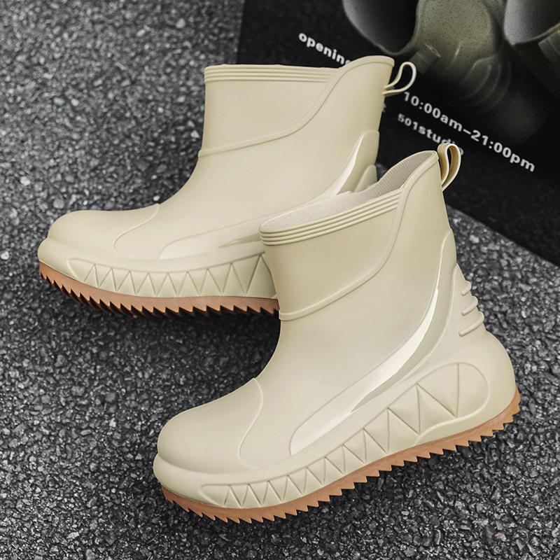 Fashion rain shoes men's short tube outer wear soft-soled waterproof shoes outdoor fishing shoes non-slip kitchen rubber shoes car wash shoes