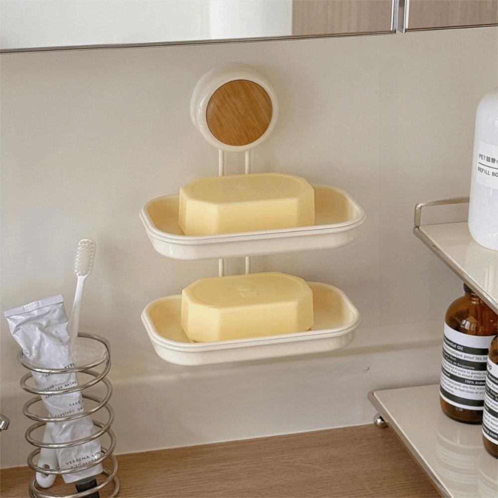 1/2 Layer Self Draining Soap Holder Detachable Wall Mounted Soap Rack Bathroom Soap Tray Sinkc