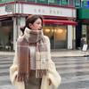 Export original order Gentle purple scarf Women's autumn and winter Korean version Versatile plaid contrasting color imitation cashmere autumn and wi