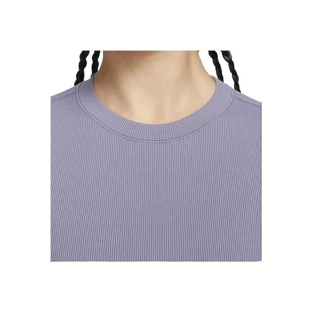 Nike Zenvy Ribbed Short Sleeve Crop Top with Quick-Dry Technology Women Tops Dawn-Deep-Purple FN7468-509