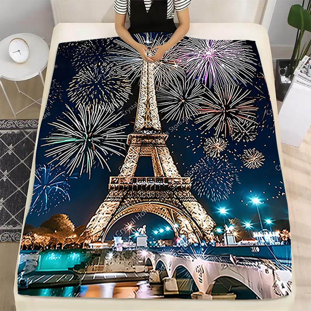 Coperte Morbide in Flanella con Motivo a Torre, Coperta Plaid Calda Coperta Comoda per Picnic Letti Divano Casa Camera da Letto Regalo per Bambini